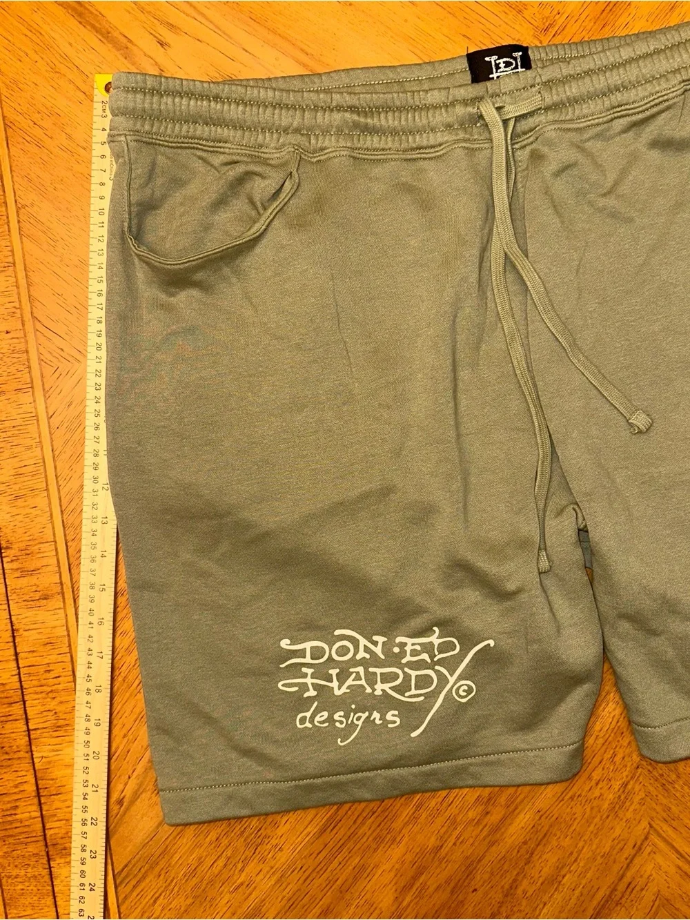 Ed Hardy Shorts Mens Size 2XL Green Fleece Sweat Tattoo Skull Love Kills Slowly